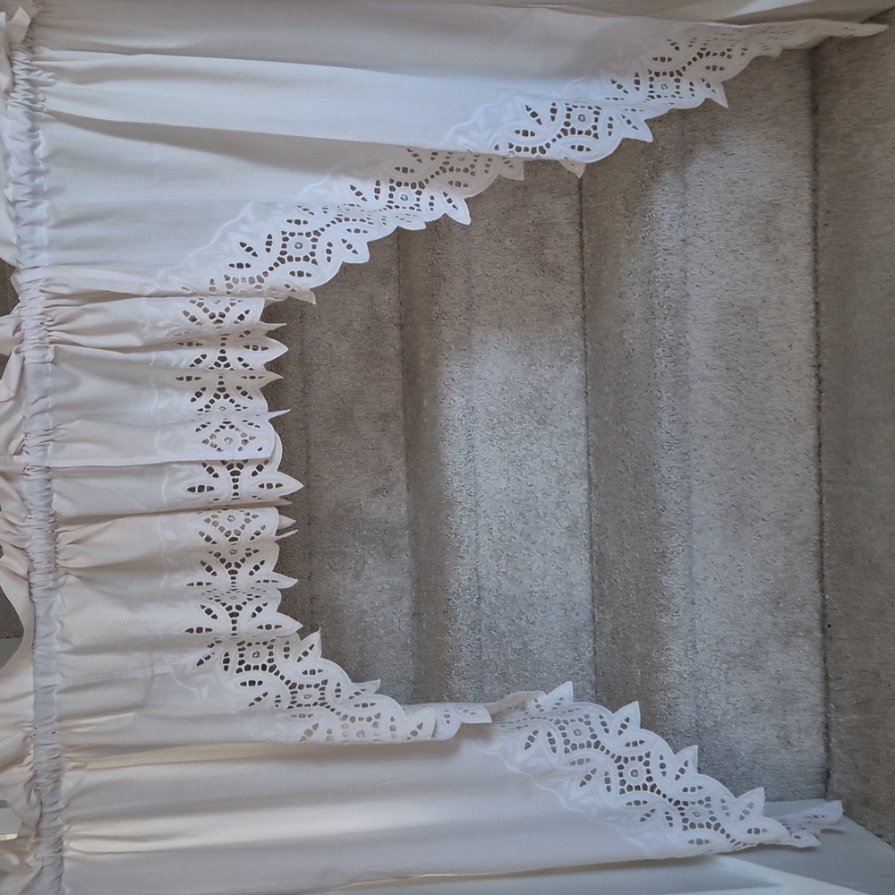 Vintage Battenburg Lace Type Swag Curtain Panels 80x76